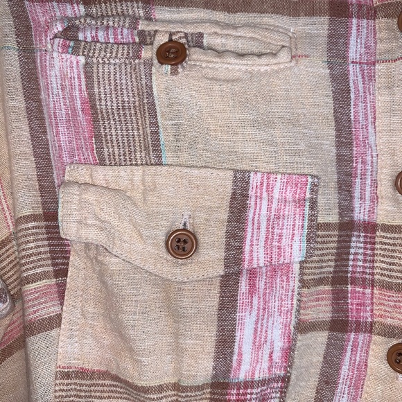 Free People Pale Pink Plaid Utility Button Down - Picture 6 of 16